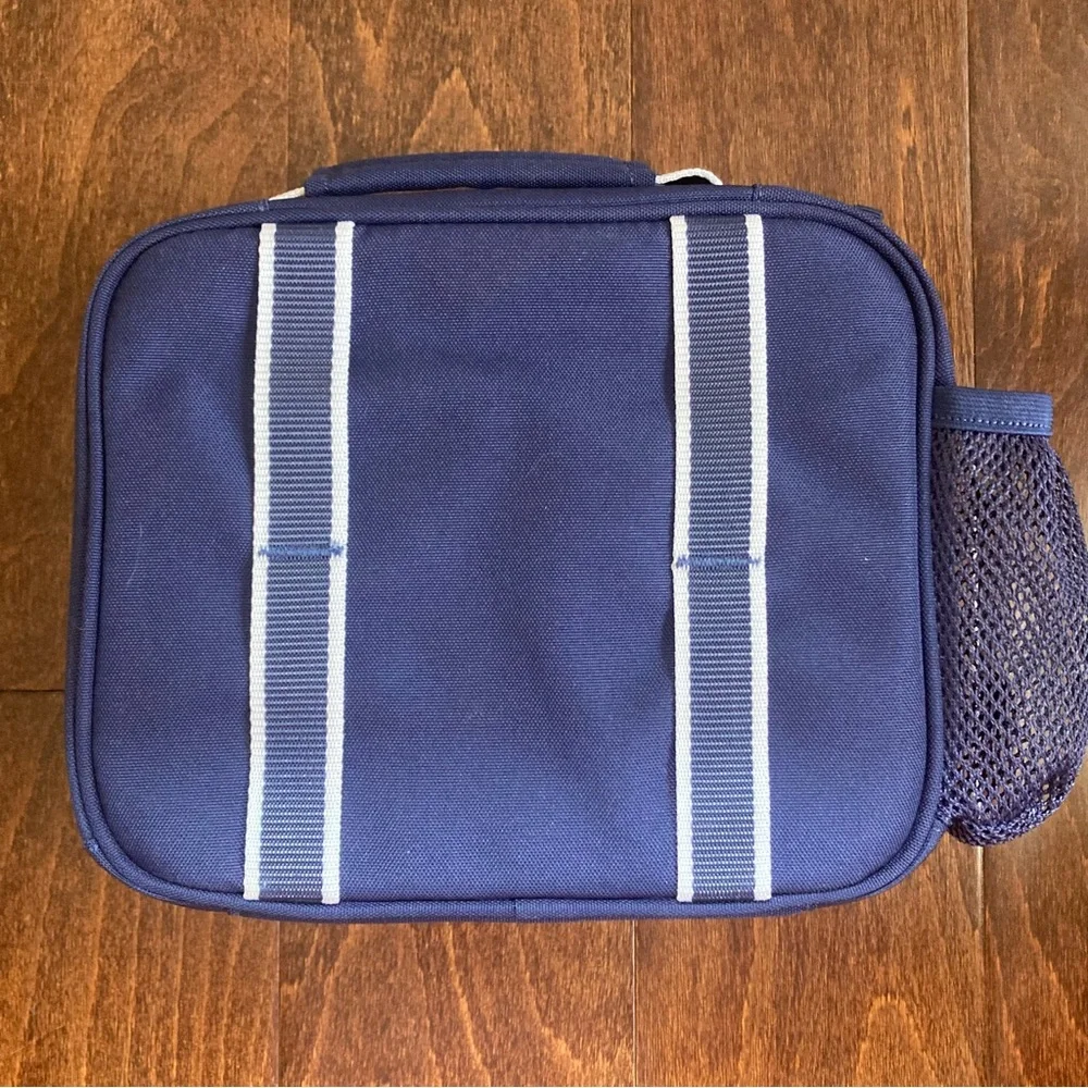 New Pottery Barn Kids Navy Blue Lunch Box CAMPBELL & Baseball Monogram